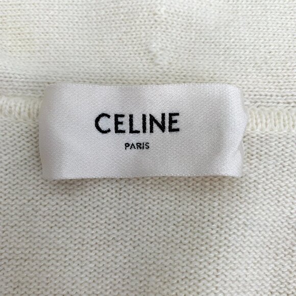 Celine White Cashmere Lapel Single Breasted Long Sleeve Knitted Cardigan Coat Wi - Picture 6 of 8